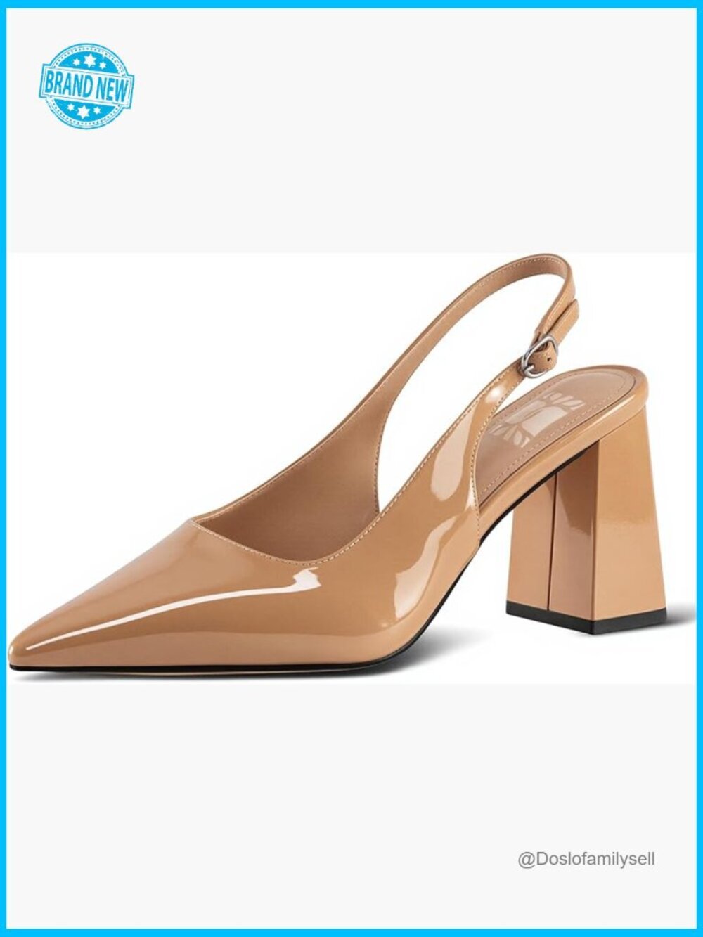 Chunky Heels for Women Slingback Block Heels Pointed Toe Slip On Dressy
